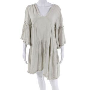 LIDO Womens Cotton Raw Hem Detail Tiered Gathered Detail Dress Gray One Size